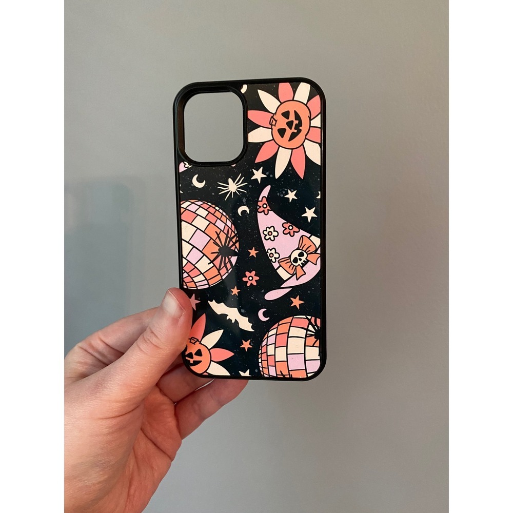 Halloween‎ Disco Ball iPhone 12 Mini Case Black Pink Retro Spooky Witchy Pumpkin